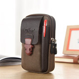 帝行（DIXING）男士腰包穿皮带多功能包户外运动迷你挂包手机包帆布老人眼镜包 褐色7.0英寸