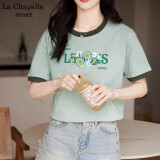 La Chapelle Sport拉夏贝尔撞色短袖t恤女夏季时尚百搭简约休闲潮牌纯棉打底衫女 薄荷绿(夏季限定) L /165(推荐115-130斤)