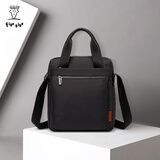 菲都狄都（Fido Dido）男包牛津布手提包男休闲商务单肩包大容量男士公文包尼龙布包防水 黑色