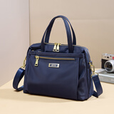 FOUVOR时尚手提包女2025新款女包牛津布斜挎包妈妈单肩包中年女士帆布包 蓝色