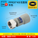 水传芳加厚20PPR活接头4分内丝活直接弯头三通全铜螺帽铜螺杆热熔水管直通接头热水器活接弯头管件配件 4分*20PPR活直接 灰色