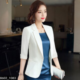 樱芭妮白色小西装外套女2023新款高端职业气质工作服女式中袖西服春秋 白色七分袖 薄款 L （100-109斤 ）