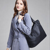 曼尼琼诗（VUNIQSON）品牌轻奢手提包女托特包包新款时尚大容量真皮单肩包斜挎包女 黑色