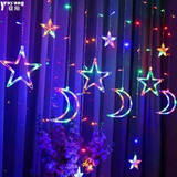 驭阳 太阳能彩灯灯带户外庭院灯闪灯串灯灯串花园别墅节日装饰星星灯 3.5米 大小星月【带遥控】-四彩 太阳能灯带
