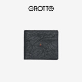 GROTTO个乐经典羊皮短款钱包手工真皮多卡位卡夹卡包情侣礼物 经典黑（小男孩）