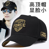 Fangchi 新款货车帽高顶帽子男士韩版潮显脸小棒球帽加大码显瘦鸭舌帽百搭登山帽大头围防晒钓鱼帽 BQM-646黑色黄 高顶 均码56-60CM 可调节