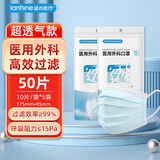 蓝禾医疗口罩超透气口罩 医用外科口罩 防流感防尘 隔离飞沫过敏人群 孕妇 ≤15Pa超透气5袋 蓝（独立装）