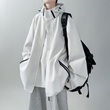 杜小闲 冲锋外套男春秋季新款登山衣服户外潮牌三合一美式加绒加厚夹克 JK81 米白色 L [建议100-115斤]