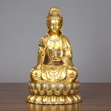 铜欣祥 观音菩萨佛像铜像玄关摆件公司开业乔迁新居礼品家用 48#坐莲观音