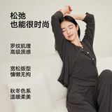 松山棉店罗纹家居服男女士长袖套装可外穿7A抑菌抗静电美拉德色系睡衣睡裤