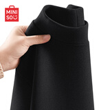 名创优品（MINISO）打底衫男冬季高级感内衬磨毛质感半高领加绒长袖t恤 黑色 3XL 