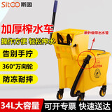 斯图（sitoo）加强型榨水车 拖把清洁车 单桶榨水车拖把桶地拖桶 挤水桶 拖把筒 34升榨水车带排污管