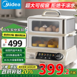 美的（Midea）【政府补贴】穿透蒸电蒸锅 全景可视多功能锅拒绝千滚水16.5L双层大容量外置加水ZGC302352KS