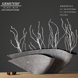 GEMUYISI 简约现代艺术树脂花瓶摆件北欧玄关电视柜客厅新中式家居饰品 套装 发射大+小（带泡支）