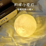 TNBROTHERS创意月球小夜灯ins卧室床头台灯网红月亮企鹅灯送闺蜜 8CM月球小夜灯+塑料支架【一套】