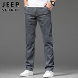 JEEP SPIRIT吉普牛仔裤男宽松秋冬季直筒裤子男士弹力休闲男裤 深灰色 29