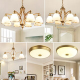 格蕴美式吊灯客厅灯现代简约大气卧室餐厅灯北欧铁艺欧式家用灯饰灯具 套餐9(五件套 3室2厅)