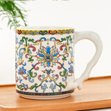 金岚玉 唐山骨瓷创意马克杯玉兰花开大树杯办公室水杯茶杯 珐琅彩-大树杯1个