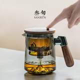 叁旬玻璃飘逸杯泡茶壶茶水分离懒人神器家用轻奢高档功夫茶具套装 远山_飘逸壶【青纯】