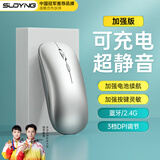 SUOYING【TOP榜第一名】无线鼠标蓝牙静音可充电办公无限声笔记本电脑平板游戏适用小米华为荣耀联想苹果 加强【加强续航丨可充电丨静音按键丨蓝牙三模】银色 适用华为苹果小米惠普华硕联想荣耀macbo