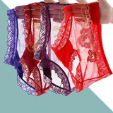 杰曼丽蕾丝中腰内裤女性感火辣提臀翘臀无痕收腹收小肚子纯棉抗菌裆 899#（紫牡丹+蓝牡丹+枣红牡丹+红牡丹） M (建议80-120斤)腰围1.8-2.3