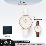 丹尼尔惠灵顿（DanielWellington）DW女表金边白色皮质表带28mm白盘DW00100249+DW00200184