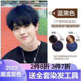汉淇（HAN QI）染发膏植物盖白发潮流发色男士专用自己在家染发剂 蓝黑色【盖白发】
