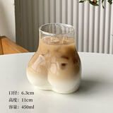 阿布熊ins风网红创意造型玻璃水杯子搞怪奶茶杯个性咖啡杯果汁杯 翘臀杯【450ml】