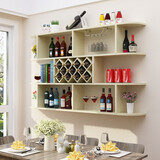 榫雅阁现代简约壁挂酒柜酒架墙上置物架菱形酒格餐厅挂壁挂酒柜式红酒架 白枫色 1.4米长8酒格