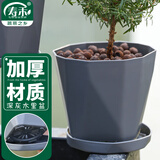 寿禾 花盆树脂加厚阳台桌面盆栽花卉绿植种植盆 木里盆中号-深灰