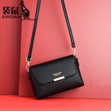 袋鼠包包女七夕潮单肩包软皮小包夏季百搭质感女士斜挎包轻便女包 黑色