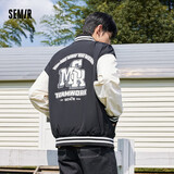 森马森马外套男美式复古棒球服春秋季情侣宽松校园风撞色夹克 黑色调0199 180/96A/XL
