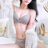 香妮有约性感内衣女无钢圈聚拢文胸套装上托收副乳性感美背小胸罩 绿色套装(含内裤) 36B=80B