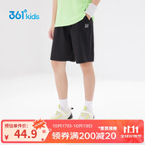 361°儿童短裤夏季男女童3-12岁透气运动裤梭织五分裤 黑 170