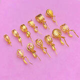 18k金扣头古风回纹福字皇冠款au750翡翠玉石蜜蜡吊坠扣头夹扣配件 款3 中号铜钱 适合硬币大小