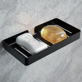 高磁（GAOCI）卫生间304不锈钢肥皂盒免打孔浴室置物架香皂盒壁挂式沥水肥皂架 304不锈钢肥皂盒黑色款-大号