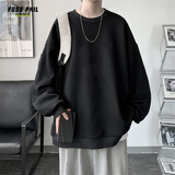 Foss Phil卫衣男士秋冬季长袖t恤圆领美式上衣服打底衫男装26WY03黑色L