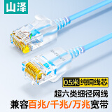 山泽 超六类网线细线CAT6A类无氧铜 万兆成品连接线 家用电脑宽带兼容千兆网络跳线 0.5米蓝色SZL-9005
