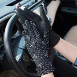 鑫铎夏季防晒手套女薄款纯棉透气触屏防滑春秋开车骑行 雪花珠黑色 均码