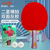 双鱼（DOUBLE FISH）单拍横拍入门级学生专用双面反胶成品乒乓球拍【2A+C 附2球】