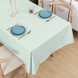 桌布防水防油免洗茶几餐桌布网红ins风pvc桌布欧式小清新纯色台布 薄荷绿小格 120*160cm