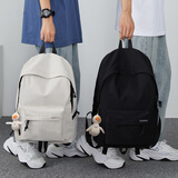 袋鼠双肩包男初中高中大学生书包男女大容量旅行包背包时尚休闲电脑包 黑色（单包 无挂件）