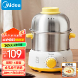 美的（Midea）煮蛋器蒸蛋器双层14颗蛋家用自动断电迷你鸡蛋羹神器防干烧不锈钢便携式MZ-ZDE1612