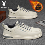 花花公子（PLAYBOY）男鞋子男2025冬季休闲鞋男士时尚加绒板鞋男款运动鞋 米色加绒 44