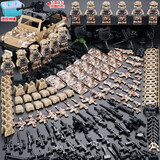 托比狮积木人仔现代军事特种兵小人偶士兵武器枪突击队儿童拼图礼物玩具 战狼12人12盾+吉普战车+桶