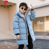 皮尔卡丹（pierre cardin）儿童羽绒棉服2025新款中长款中大童男孩棉袄宝宝冬季加厚洋气外套 浅蓝色 160