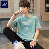 TEEK绿色短袖t恤男装上衣服 青少年夏季新款男士休闲假两件打底体恤衫 C0S2D绿色 L