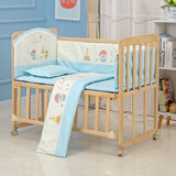 贝快乐婴儿床宝宝童床环保实木无油漆可侧翻与大人床合并、可变书桌