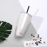 乐扣乐扣（LOCK&LOCK）双层吸管塑料杯学生上班族夏日大容量畅饮便携水杯750ML 白色