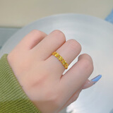 越南沙金色四叶草戒指女不掉色新款时尚幸运草指环食指戒